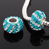 925 Sterling zilveren single core bedel met turquoise echte Swarovski kristallen