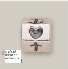 Sterling verzilverde bedel Geloof, Hoop en Liefde