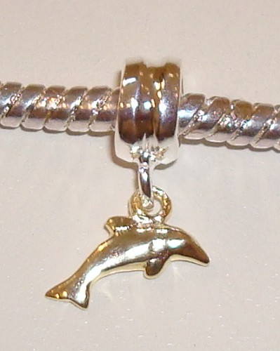 925 Sterling zilveren dangle met gouden dolfijn