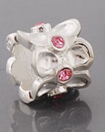 925 Sterling zilveren bedel met roze strass