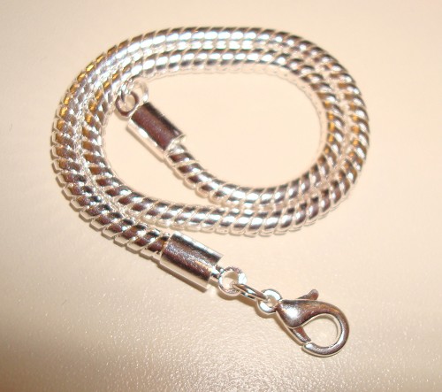 Sterling verzilverde armband met karabijnsluiting 18 cm
