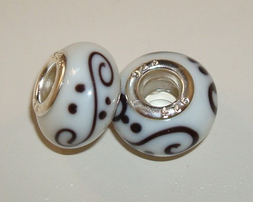 Glasbedel Wit zwarte slinger