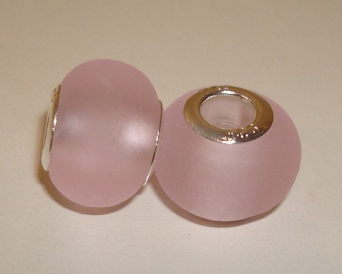 Verzilverde glasbedel Frosted Roze